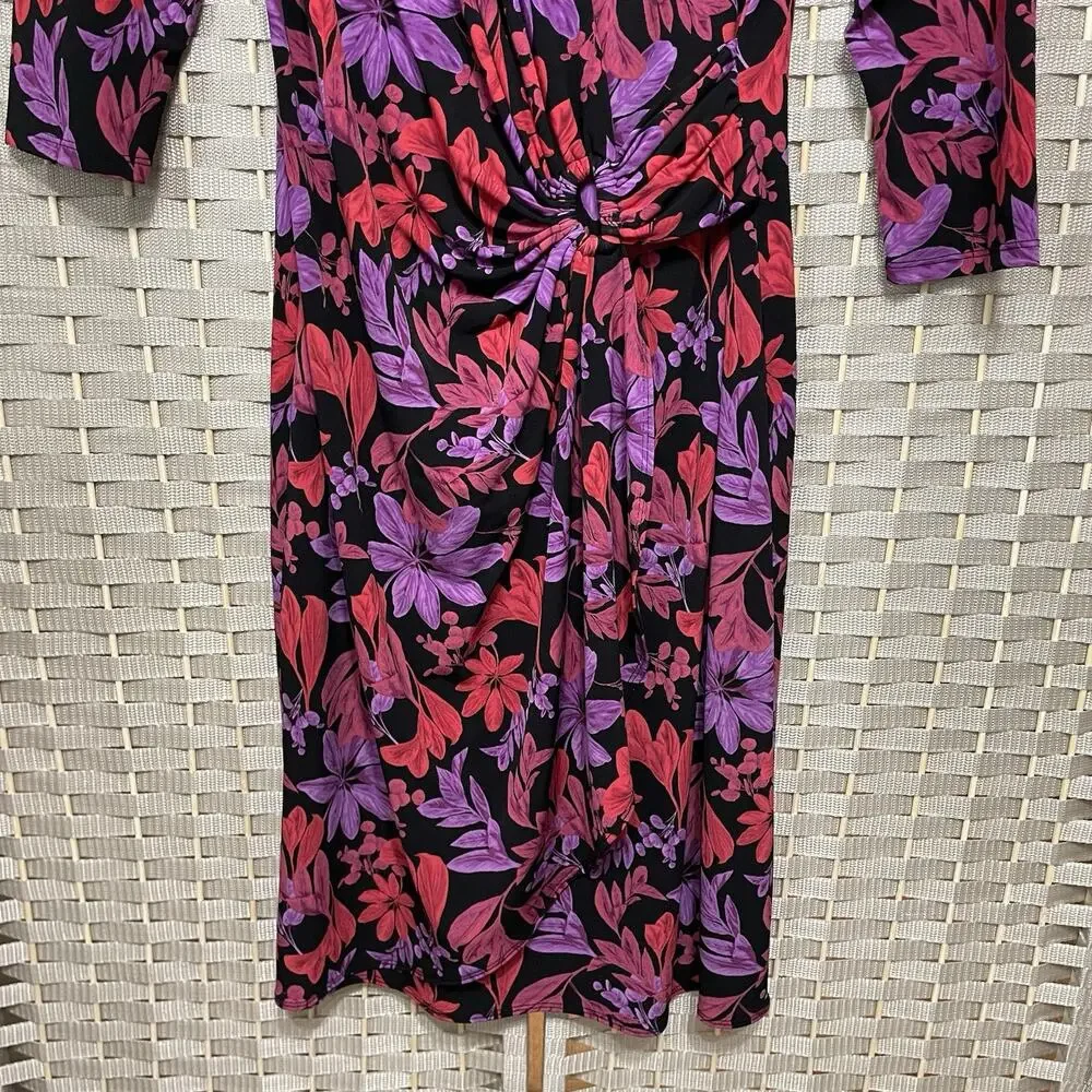 TOMMY BAHAMA Clara Faux Wrap Dress Size S Joyful Jewel Floral Slinky Knit EUC - Picture 5 of 11